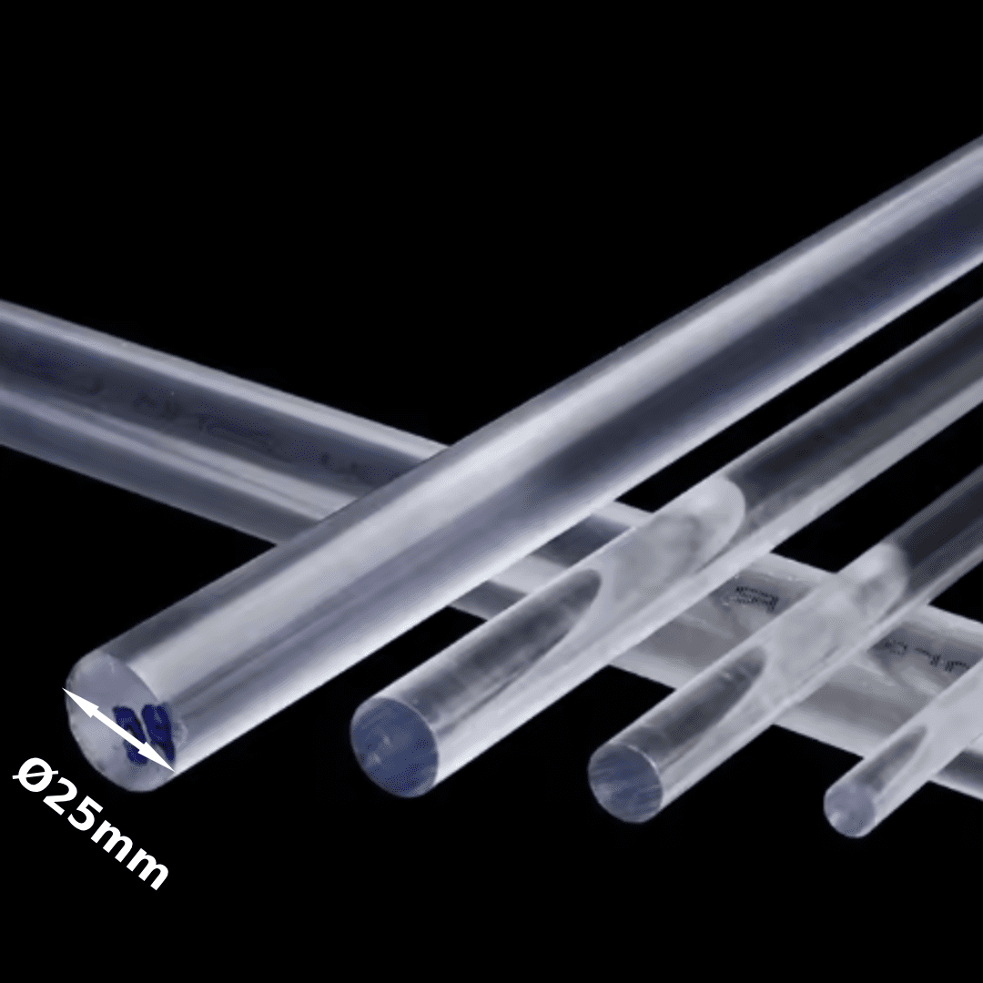 New Project 74 Polycarbonate Rigid Round Rod ǀ Clear Polycarbonate plastic Rod Stock ǀ Durable, Machinability - Ø25 X 300MM -LENGTH - Image 1