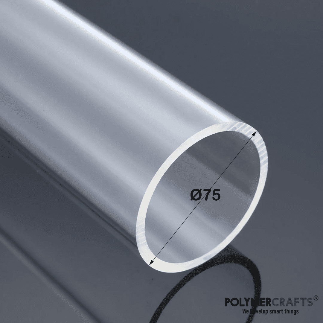 Acrylic Tube Rigid CAST Acrylic Pipe Ø 75mm ǀ Wall Thickness 3MM-600MM LENGTH  ǀ  PMMA Transparent Tube - Image 1