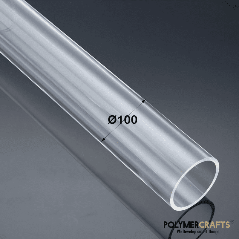 Acrylic Tube Clear Rigid Machinability ǀ CAST RIGID Pipe Ø 100mm ǀ Wall Thickness 3MM-600MM LENGTH  ǀ  PMMA Transparent Tube - Image 1
