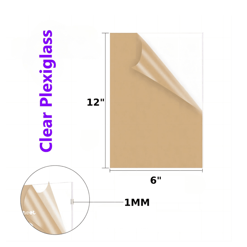 Transparent Clear Sheet - 1mmǀ Cut TO Size ǀ Transparent Acrylic 12X6"- 1 mm Sheet DIY Projects - Image 1
