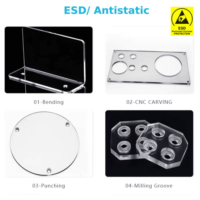 ESD Acrylic | Polycarbonate  Sheet | CNC -Laser Cut Size ǀ  High Quality Antistatic Sheet ǀ 5mm -12X12" -Transparent - Image 1