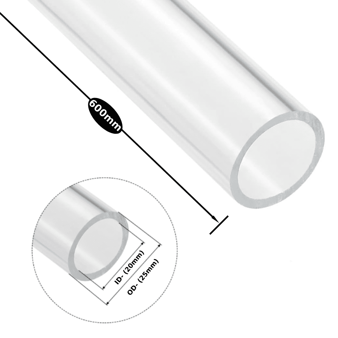 Acrylic Tube Clear ǀ Extruded -(OD 25mm- ID 20mm) ǀ Optical Clarity Temperature Resistant for Crafts & Industrial - Image 1