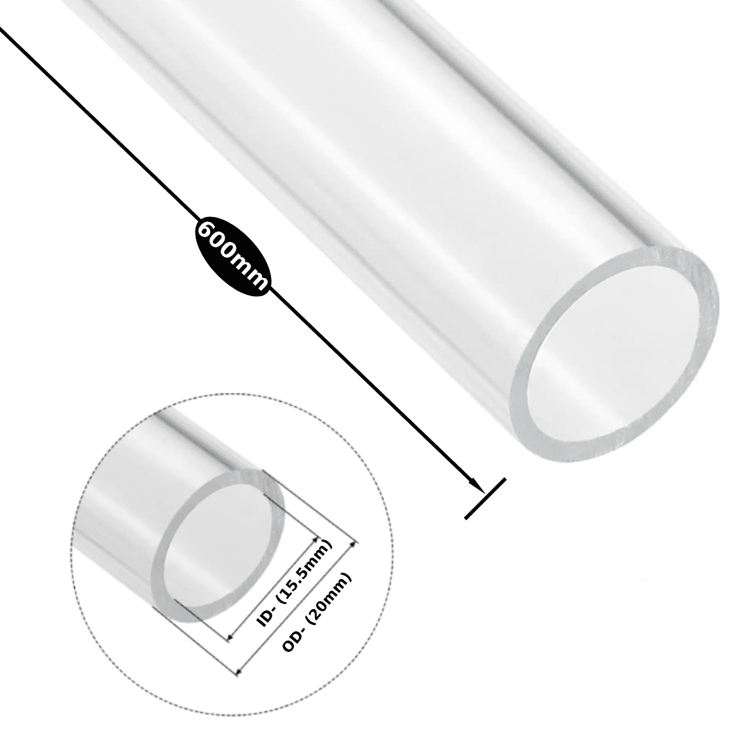 Acrylic Tube Clear ǀ Extruded -(OD 20mm- ID 15.5mm) ǀ Optical Clarity Temperature Resistant -600MM - Image 1