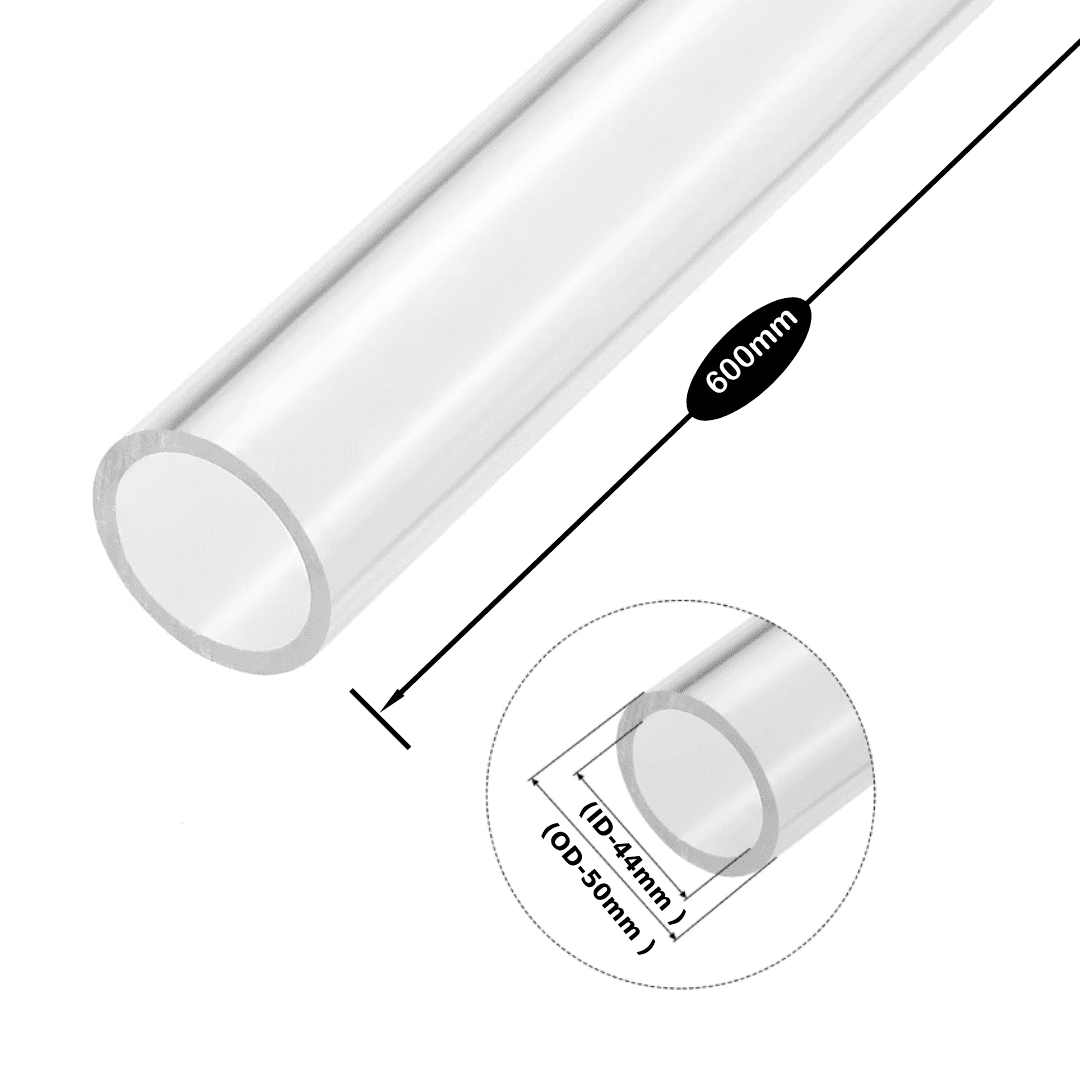 Acrylic Tube Clear ǀ Extruded -(OD 50mm- ID 44mm) ǀ Optical Clarity Temperature Resistant for Crafts & Industrial - Image 1