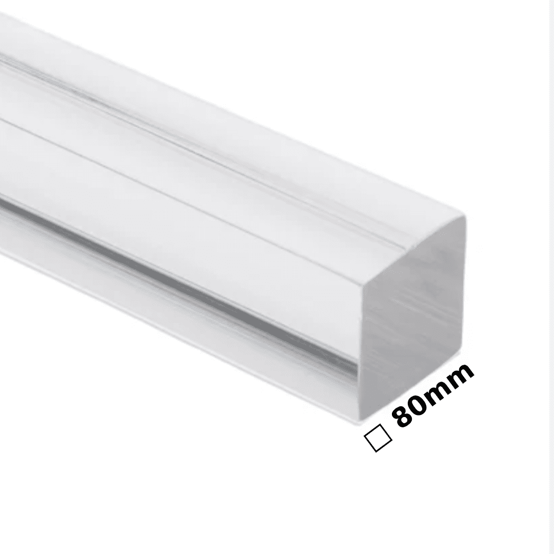Acrylic Transparent Square Rod -PMMA  Clear ǀ CAST ACRYLIC -  Square 80mmǀ Crystal Clear Rigid For Machinability  -300MM - Image 1