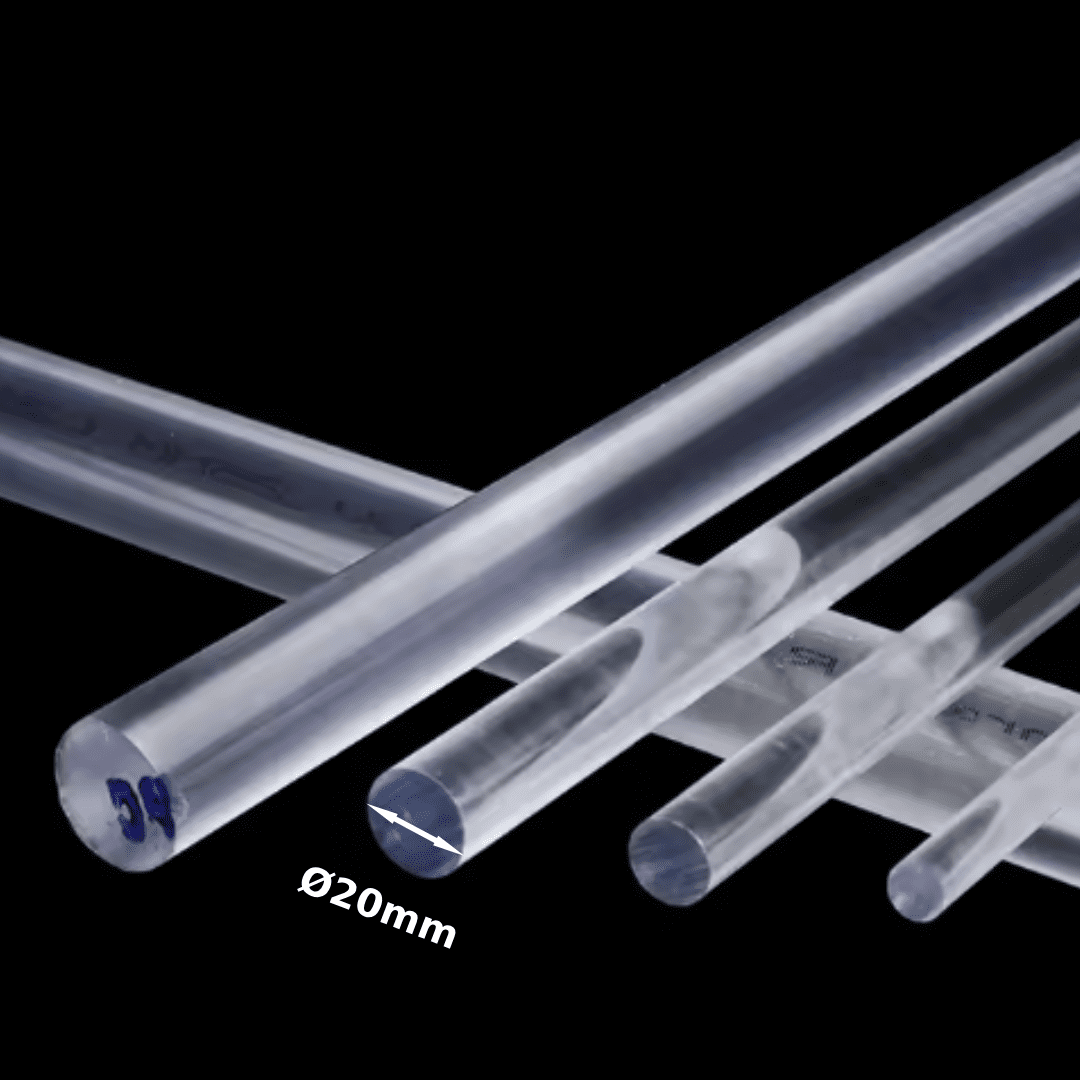 Polycarbonate Rigid Round Rod ǀ Clear Polycarbonate plastic Rod Stock ǀ Durable, Machinability - Ø20 X 300MM -LENGTH - Image 1