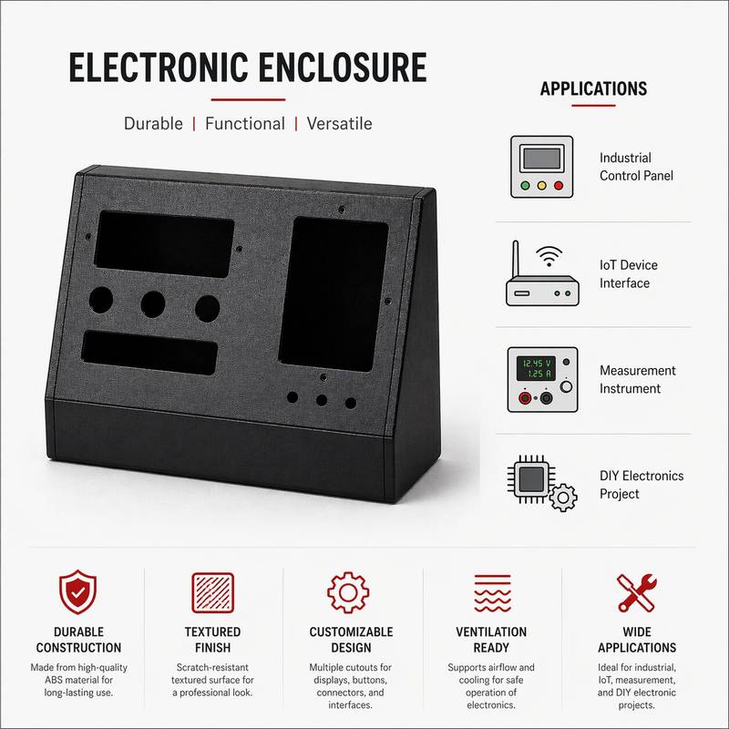 Custom ABS Electronic Enclosure Durable Textured Finish Versatile Industrial IoT Measurement DIY Project Box Housing - Image 1