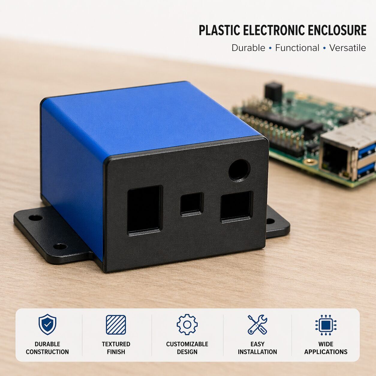 Custom Plastic Electronic Enclosure Durable Textured Finish Versatile Mountable IoT Device Project Box Housing. - Image 1