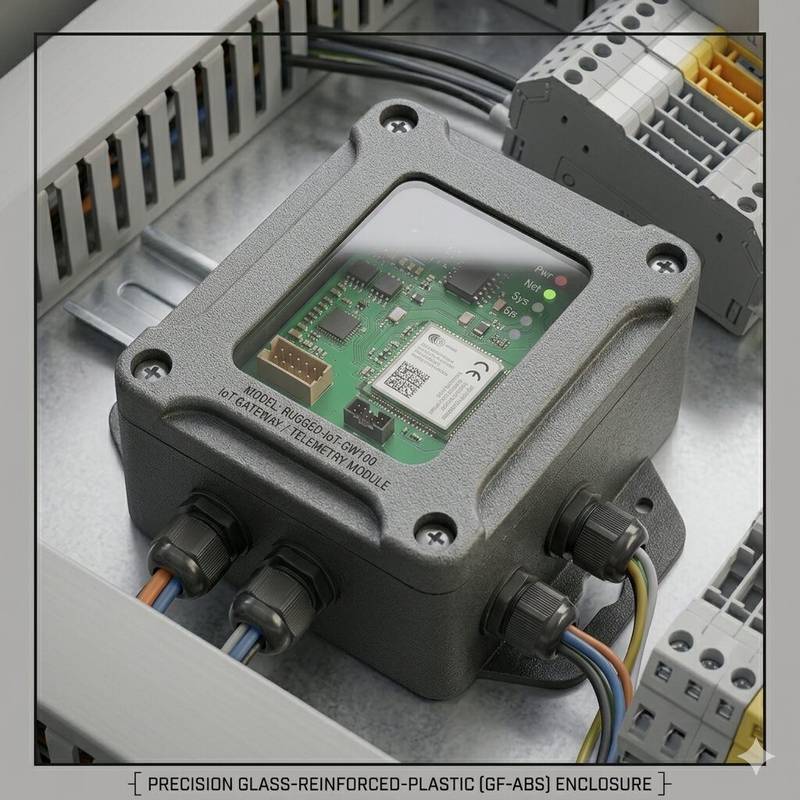 Professional-Grade Industrial GF-ABS Enclosure – Rugged IoT Gateway and Telemetry Module Case with Clear View Window - Image 1