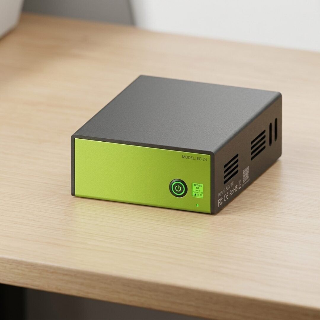 Custom Electronic Enclosure – Matte Textured Project Box with Side Ventilation and Integrated Power Button Bezel. - Image 1