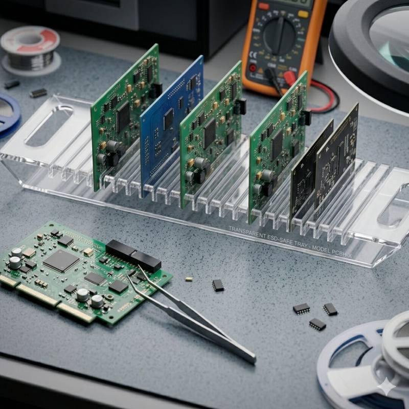 Ultra-Clear Multi-Slot Anti-Static PCB Assembly and Storage Holder Tray.(6x18 inchs) - Image 1