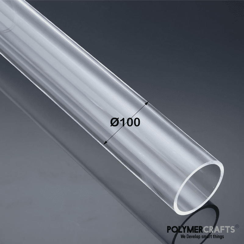 Acrylic Tube Clear Rigid Machinability ǀ CAST RIGID Pipe Ø 100mm ǀ Wall Thickness 3MM-600MM LENGTH  ǀ  PMMA Transparent Tube - Image 1