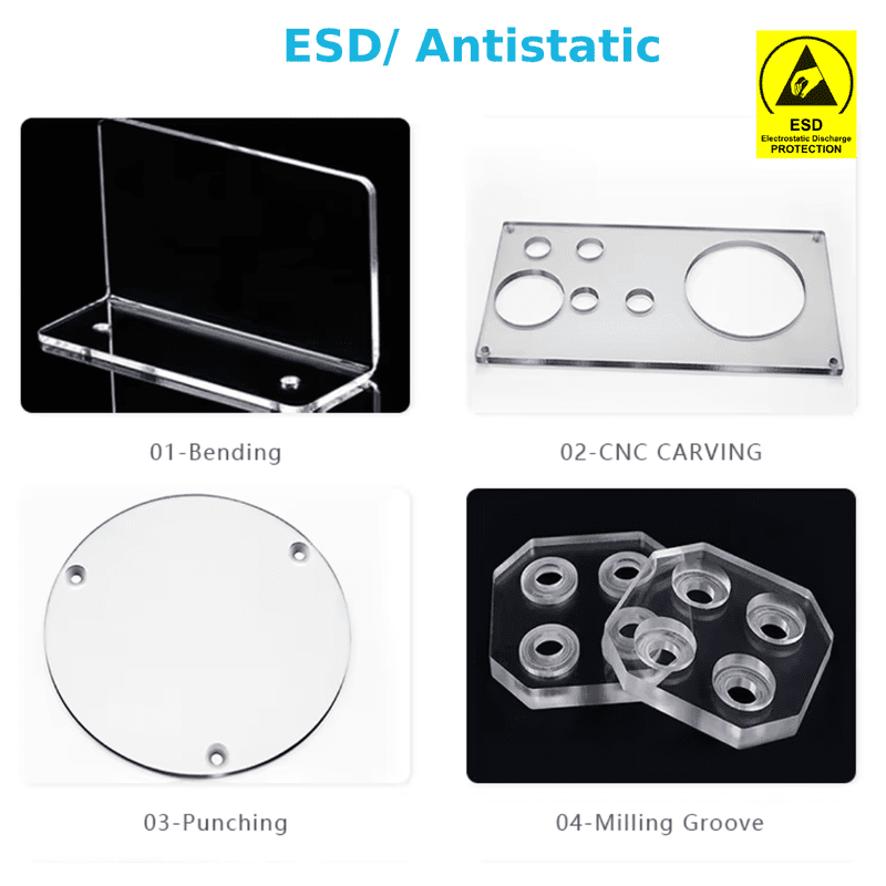 New Project 30 ESD Acrylic | Polycarbonate Sheet | CNC -Laser Cut Size ǀ High Quality Antistatic Sheet ǀ 5mm -12X12" -Transparent - Image 1