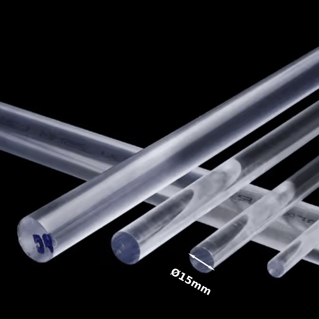 Polycarbonate Rigid Round Rod ǀ Clear Polycarbonate plastic Rod Stock ǀ Durable, Machinability - Ø15 X 300MM -LENGTH - Image 1