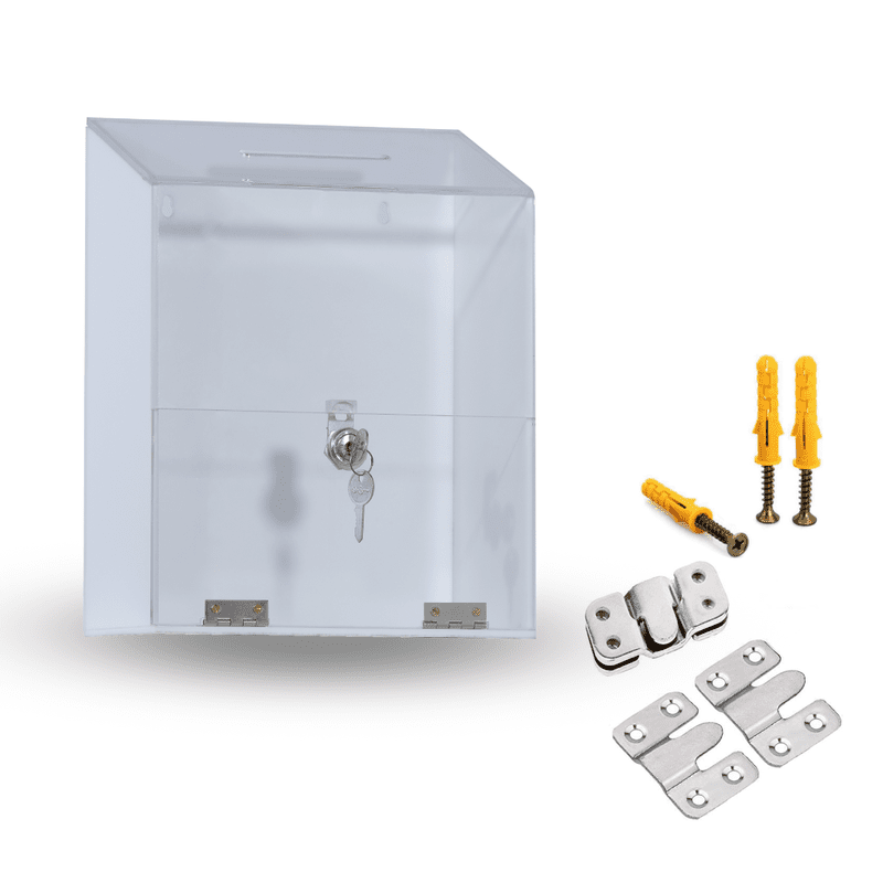 ACRLYLIC SUGGESTION BOX 1 Acrylic Suggestion Box with Lock and Key | Best For Suggestion | Complaint | Donation | Table Top or Wall Mount. - Image 1