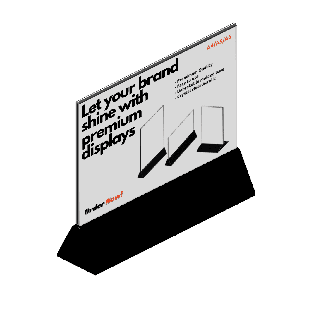 ACRYLIC SIGN HOLDER A5 LADNSCAPE Double-Sided A5 Sign Holder