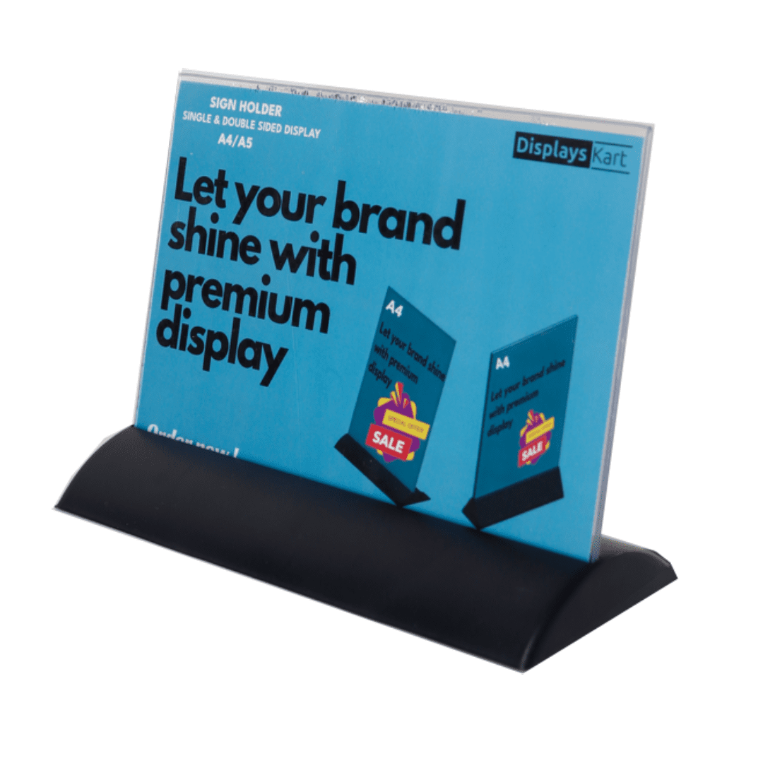 Double-Sided Acrylic Sign Holder A5 | Display Stand Paper Holder | Signage Holder | Tent Card Holder | landscape - Image 1