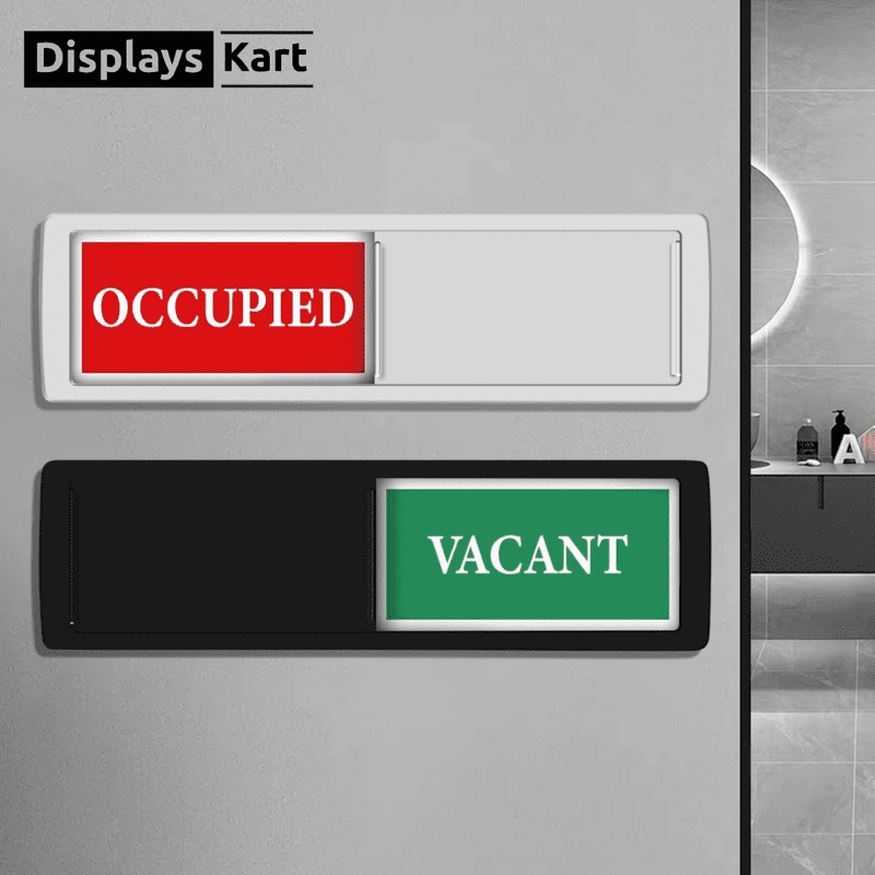 New Project 2025 06 28T125004265 Black And White Acrylic Sliding Name Plate | Self Adhesive | For Bathroom | Office | Hotels | Size - 10x2 Inch. - Image 1