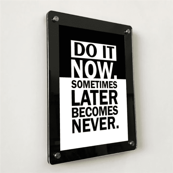 New Project 27 Acrylic wall Mount Stud Frame Black Border | Photo Frame With Hardware | Acrylic Sandwich Frame| Size-10.5 x 14 inches A4 - Image 1