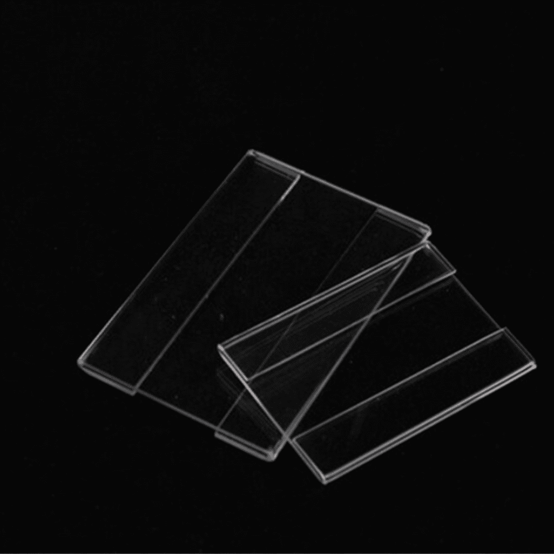 Acrylic Label Holder | Acrylic Wall Mount Sign Holder with Self Adhesive Tape | Size 12x8cm. - Image 1